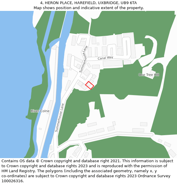 4, HERON PLACE, HAREFIELD, UXBRIDGE, UB9 6TA: Location map and indicative extent of plot