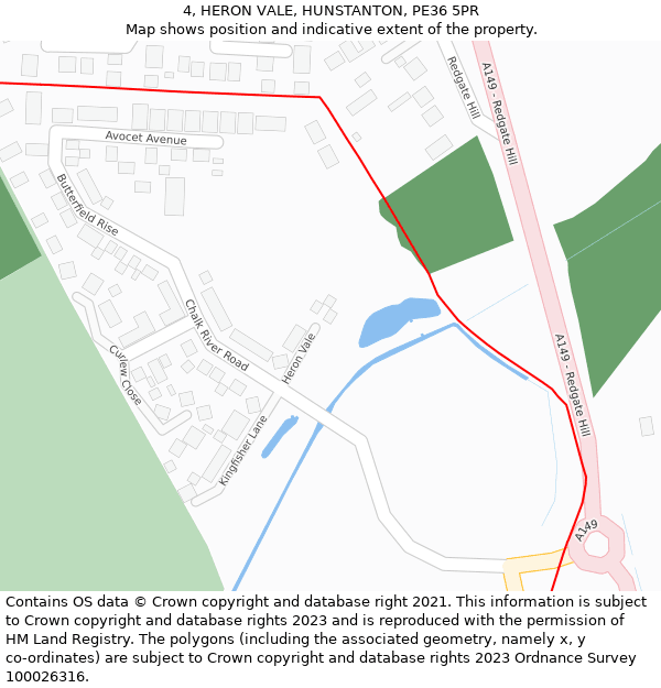 4, HERON VALE, HUNSTANTON, PE36 5PR: Location map and indicative extent of plot