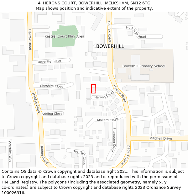 4, HERONS COURT, BOWERHILL, MELKSHAM, SN12 6TG: Location map and indicative extent of plot