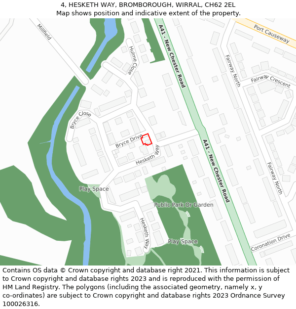 4, HESKETH WAY, BROMBOROUGH, WIRRAL, CH62 2EL: Location map and indicative extent of plot