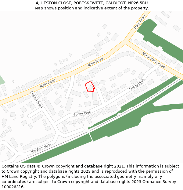 4, HESTON CLOSE, PORTSKEWETT, CALDICOT, NP26 5RU: Location map and indicative extent of plot