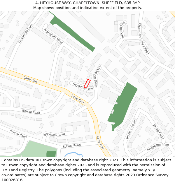 4, HEYHOUSE WAY, CHAPELTOWN, SHEFFIELD, S35 3AP: Location map and indicative extent of plot