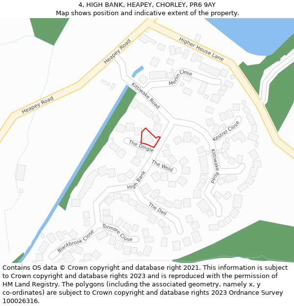 4, HIGH BANK, HEAPEY, CHORLEY, PR6 9AY: Location map and indicative extent of plot