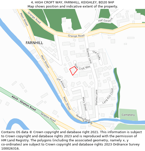 4, HIGH CROFT WAY, FARNHILL, KEIGHLEY, BD20 9AP: Location map and indicative extent of plot