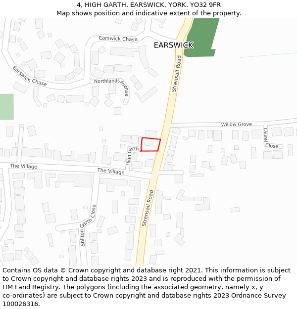 4, HIGH GARTH, EARSWICK, YORK, YO32 9FR: Location map and indicative extent of plot