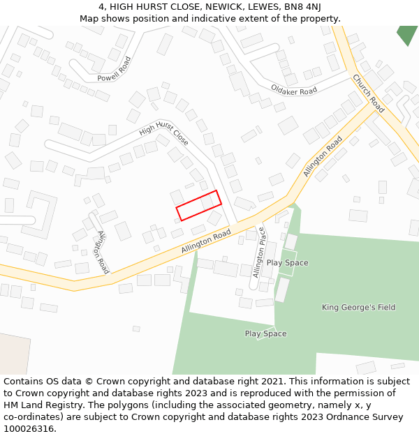 4, HIGH HURST CLOSE, NEWICK, LEWES, BN8 4NJ: Location map and indicative extent of plot