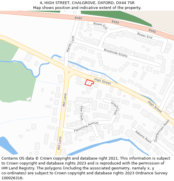 4, HIGH STREET, CHALGROVE, OXFORD, OX44 7SR: Location map and indicative extent of plot