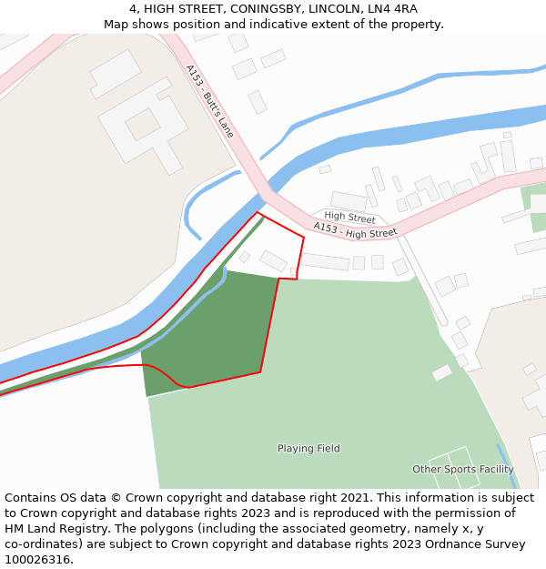 4, HIGH STREET, CONINGSBY, LINCOLN, LN4 4RA: Location map and indicative extent of plot