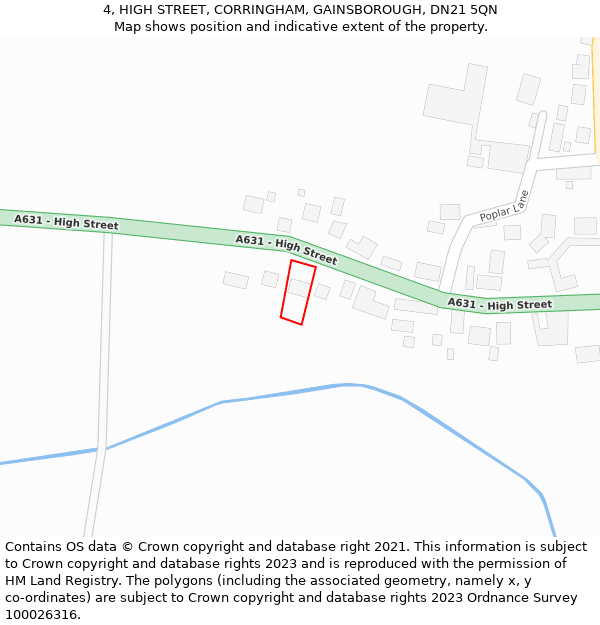 4, HIGH STREET, CORRINGHAM, GAINSBOROUGH, DN21 5QN: Location map and indicative extent of plot