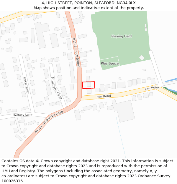 4, HIGH STREET, POINTON, SLEAFORD, NG34 0LX: Location map and indicative extent of plot