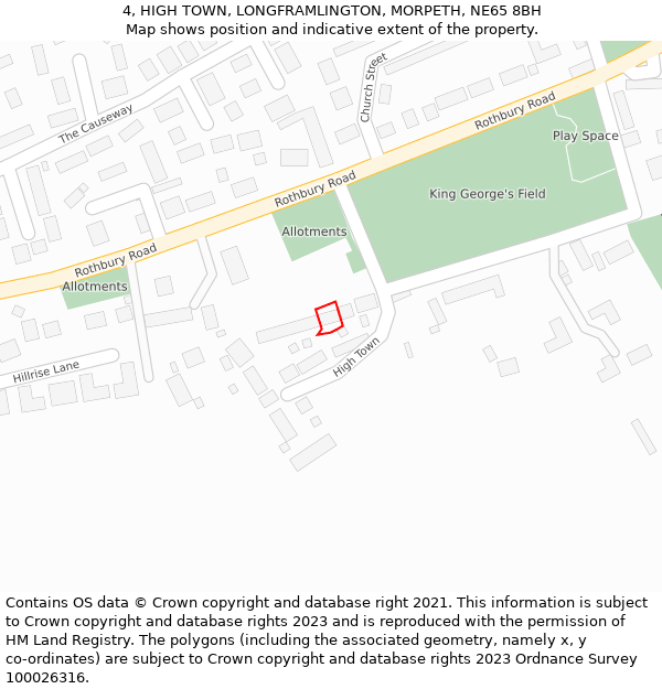 4, HIGH TOWN, LONGFRAMLINGTON, MORPETH, NE65 8BH: Location map and indicative extent of plot