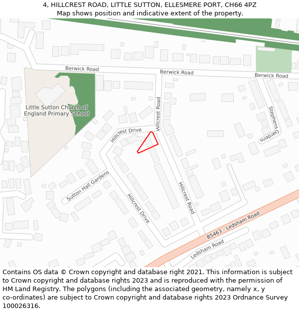 4, HILLCREST ROAD, LITTLE SUTTON, ELLESMERE PORT, CH66 4PZ: Location map and indicative extent of plot