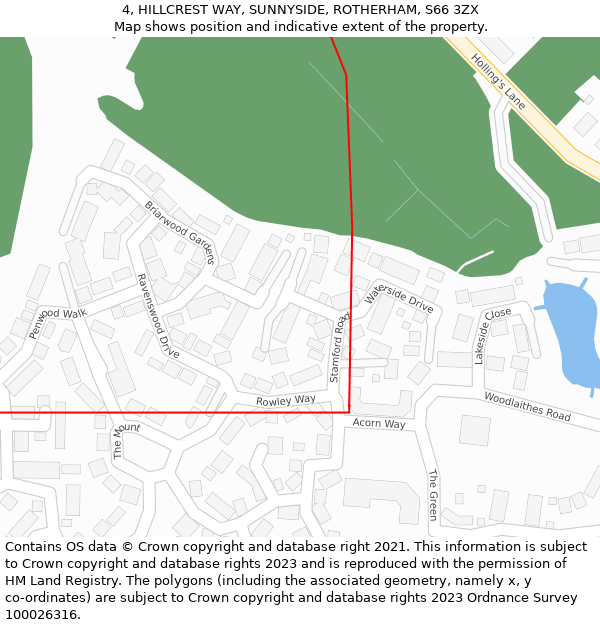 4, HILLCREST WAY, SUNNYSIDE, ROTHERHAM, S66 3ZX: Location map and indicative extent of plot