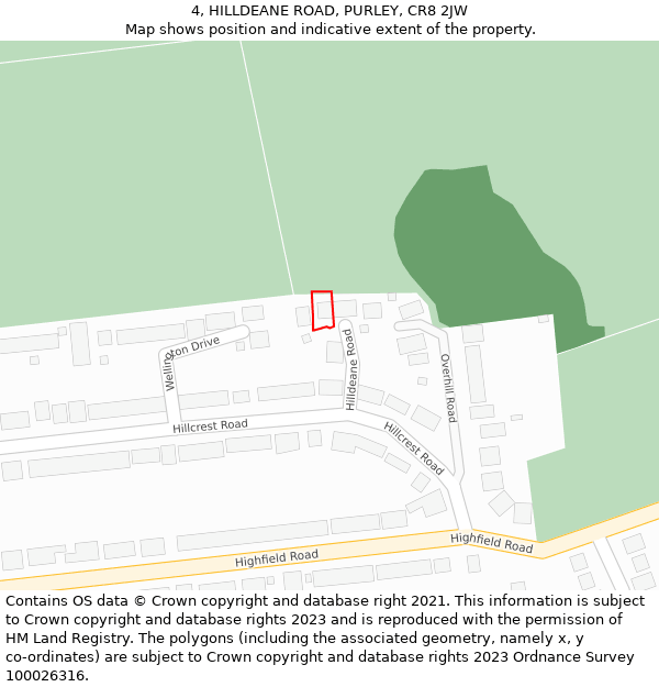 4, HILLDEANE ROAD, PURLEY, CR8 2JW: Location map and indicative extent of plot