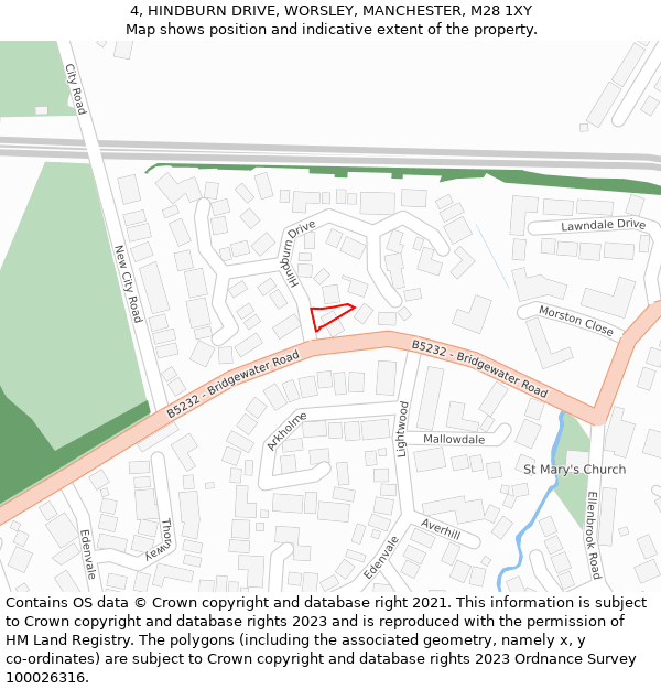 4, HINDBURN DRIVE, WORSLEY, MANCHESTER, M28 1XY: Location map and indicative extent of plot