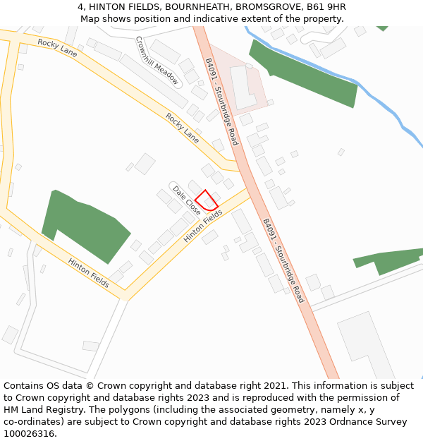 4, HINTON FIELDS, BOURNHEATH, BROMSGROVE, B61 9HR: Location map and indicative extent of plot