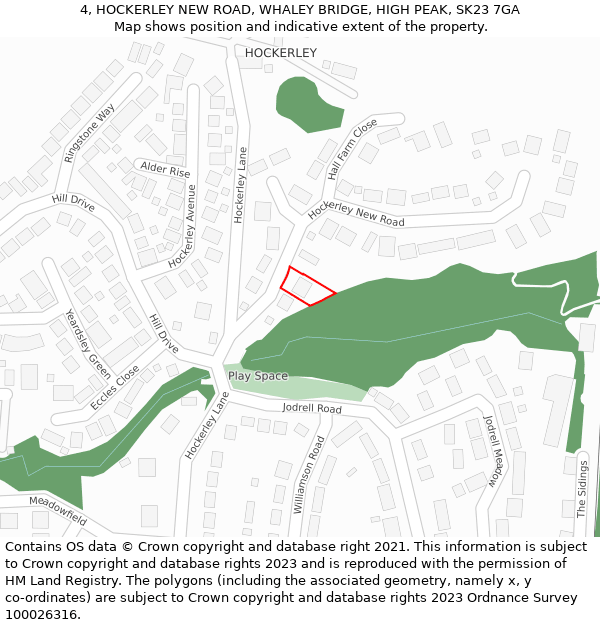 4, HOCKERLEY NEW ROAD, WHALEY BRIDGE, HIGH PEAK, SK23 7GA: Location map and indicative extent of plot