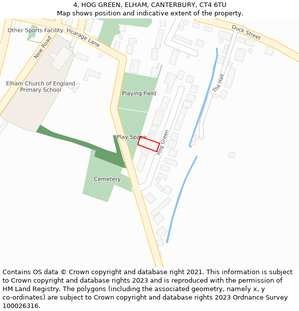 4, HOG GREEN, ELHAM, CANTERBURY, CT4 6TU: Location map and indicative extent of plot