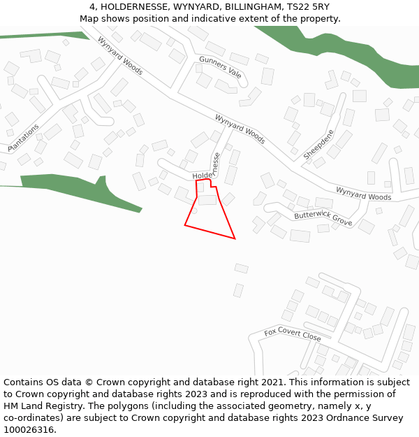 4, HOLDERNESSE, WYNYARD, BILLINGHAM, TS22 5RY: Location map and indicative extent of plot