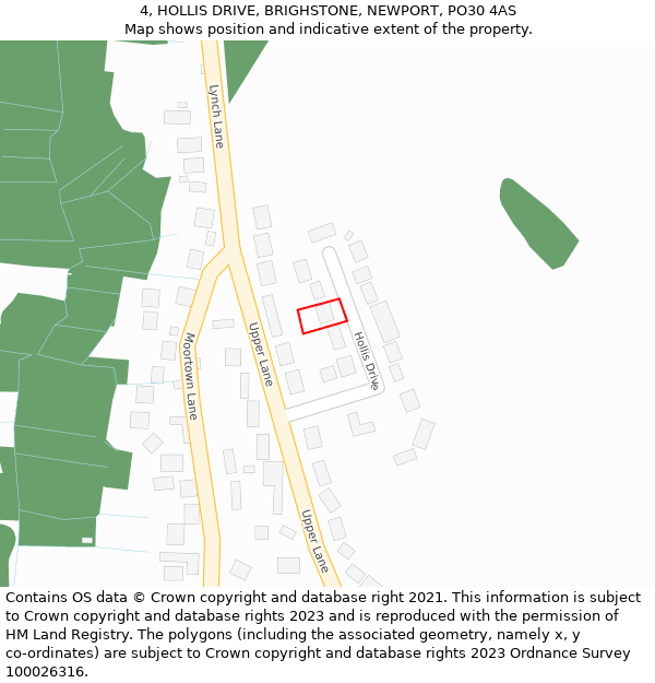 4, HOLLIS DRIVE, BRIGHSTONE, NEWPORT, PO30 4AS: Location map and indicative extent of plot