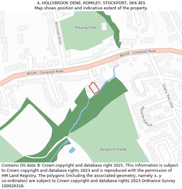 4, HOLLYBROOK DENE, ROMILEY, STOCKPORT, SK6 4ES: Location map and indicative extent of plot