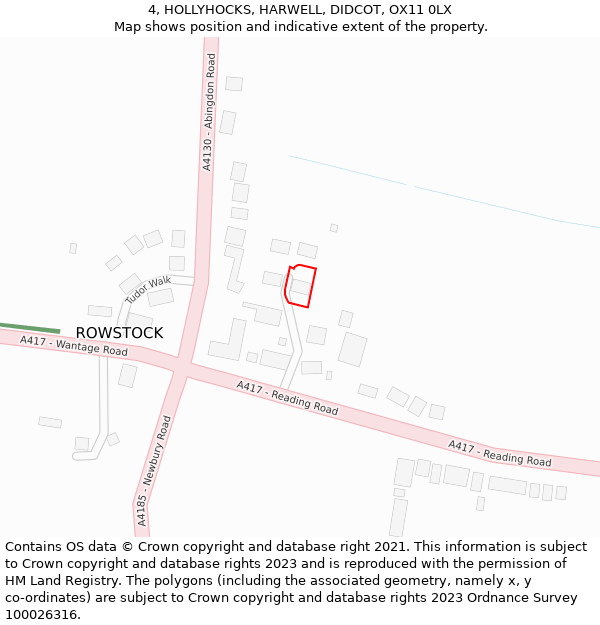 4, HOLLYHOCKS, HARWELL, DIDCOT, OX11 0LX: Location map and indicative extent of plot