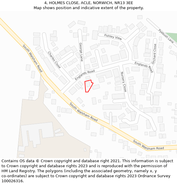 4, HOLMES CLOSE, ACLE, NORWICH, NR13 3EE: Location map and indicative extent of plot