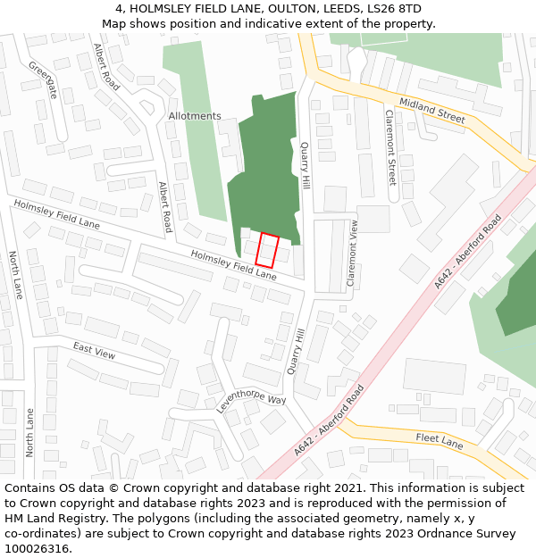 4, HOLMSLEY FIELD LANE, OULTON, LEEDS, LS26 8TD: Location map and indicative extent of plot