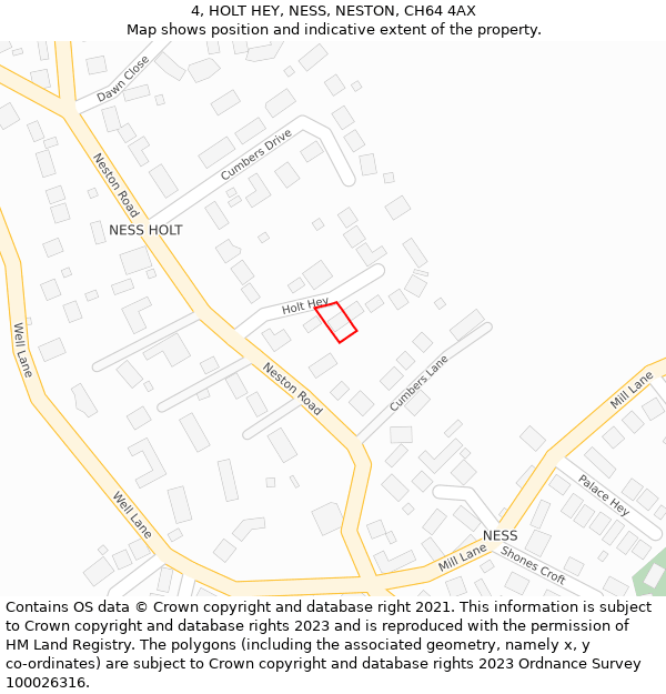 4, HOLT HEY, NESS, NESTON, CH64 4AX: Location map and indicative extent of plot