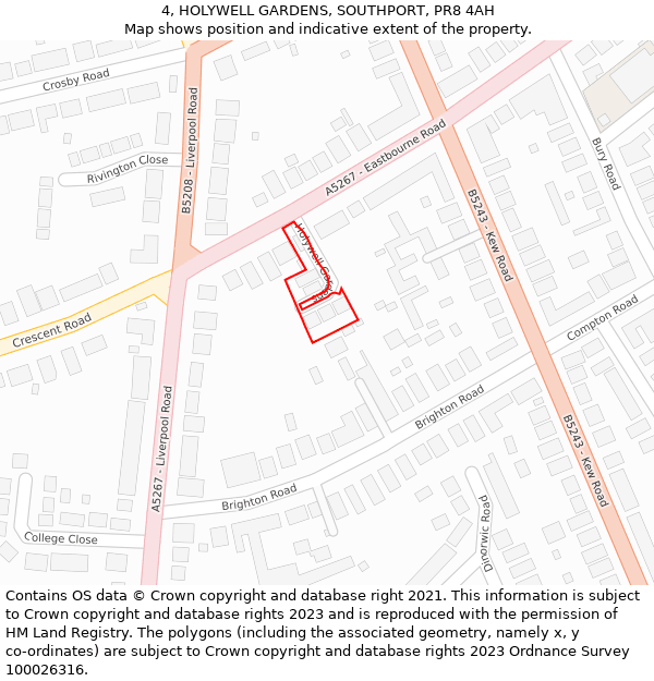 4, HOLYWELL GARDENS, SOUTHPORT, PR8 4AH: Location map and indicative extent of plot