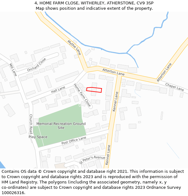 4, HOME FARM CLOSE, WITHERLEY, ATHERSTONE, CV9 3SP: Location map and indicative extent of plot