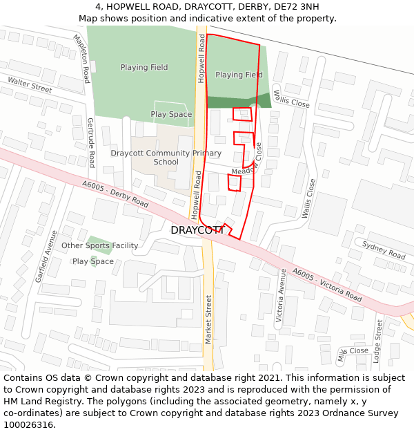 4, HOPWELL ROAD, DRAYCOTT, DERBY, DE72 3NH: Location map and indicative extent of plot