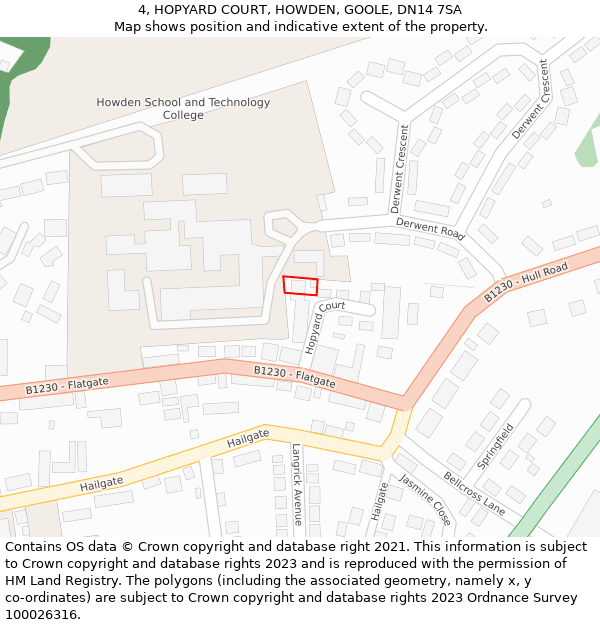 4, HOPYARD COURT, HOWDEN, GOOLE, DN14 7SA: Location map and indicative extent of plot