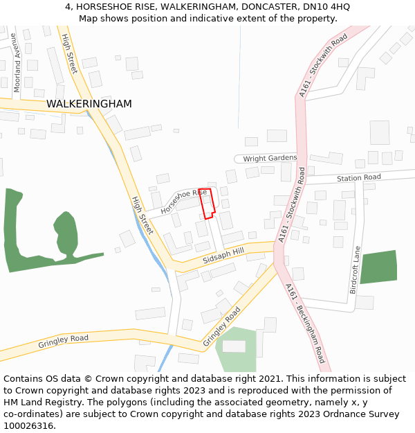 4, HORSESHOE RISE, WALKERINGHAM, DONCASTER, DN10 4HQ: Location map and indicative extent of plot