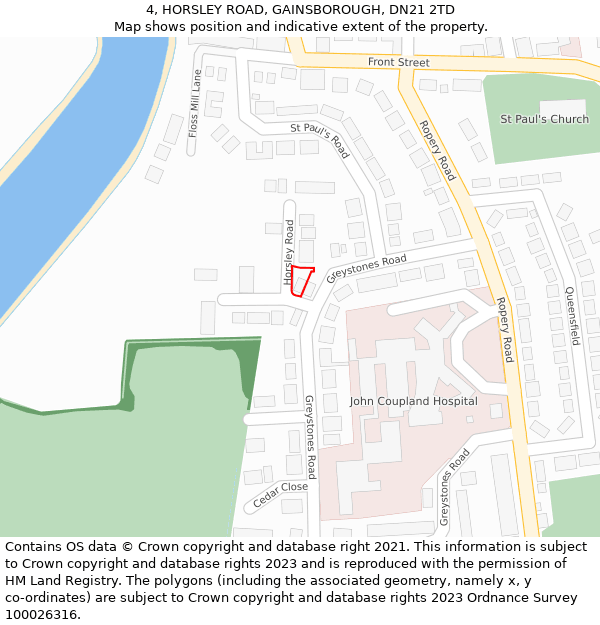 4, HORSLEY ROAD, GAINSBOROUGH, DN21 2TD: Location map and indicative extent of plot