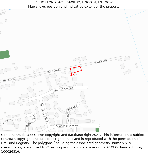 4, HORTON PLACE, SAXILBY, LINCOLN, LN1 2GW: Location map and indicative extent of plot