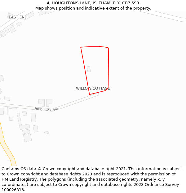 4, HOUGHTONS LANE, ISLEHAM, ELY, CB7 5SR: Location map and indicative extent of plot