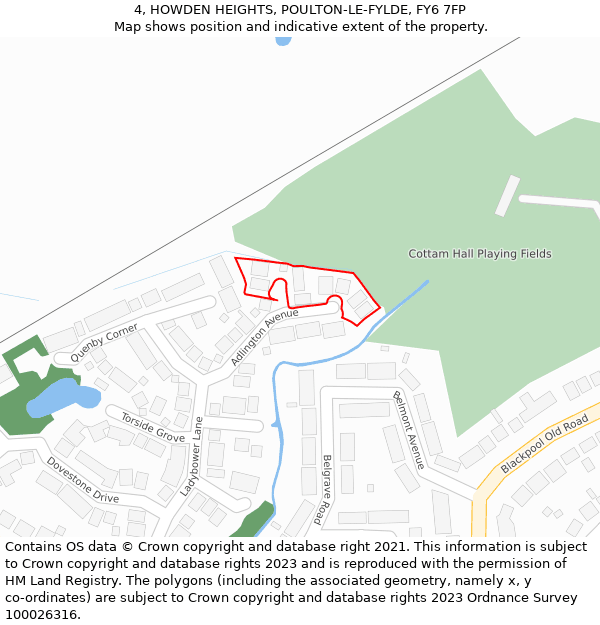 4, HOWDEN HEIGHTS, POULTON-LE-FYLDE, FY6 7FP: Location map and indicative extent of plot