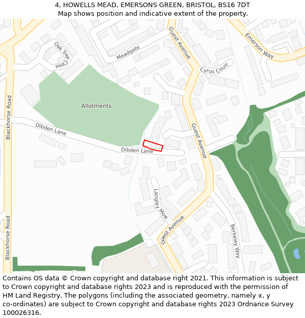 4, HOWELLS MEAD, EMERSONS GREEN, BRISTOL, BS16 7DT: Location map and indicative extent of plot