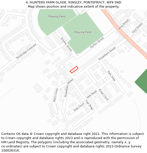 4, HUNTERS FARM GLADE, KINSLEY, PONTEFRACT, WF9 5ND: Location map and indicative extent of plot