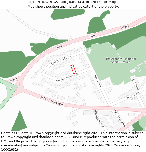 4, HUNTROYDE AVENUE, PADIHAM, BURNLEY, BB12 8JU: Location map and indicative extent of plot