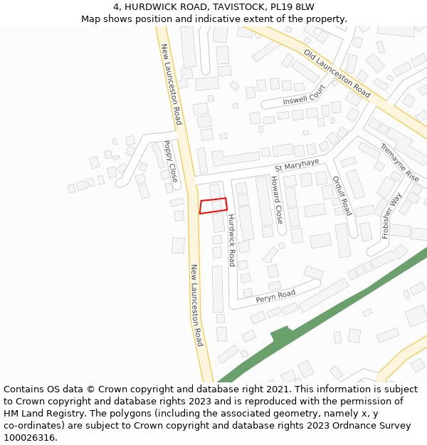 4, HURDWICK ROAD, TAVISTOCK, PL19 8LW: Location map and indicative extent of plot
