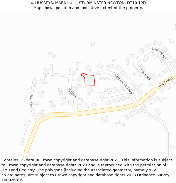 4, HUSSEYS, MARNHULL, STURMINSTER NEWTON, DT10 1PD: Location map and indicative extent of plot