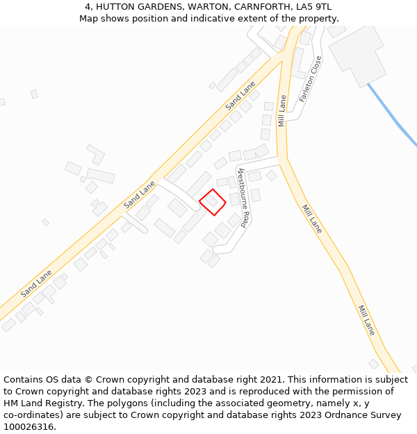 4, HUTTON GARDENS, WARTON, CARNFORTH, LA5 9TL: Location map and indicative extent of plot