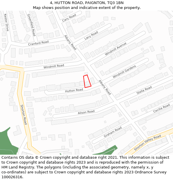 4, HUTTON ROAD, PAIGNTON, TQ3 1BN: Location map and indicative extent of plot