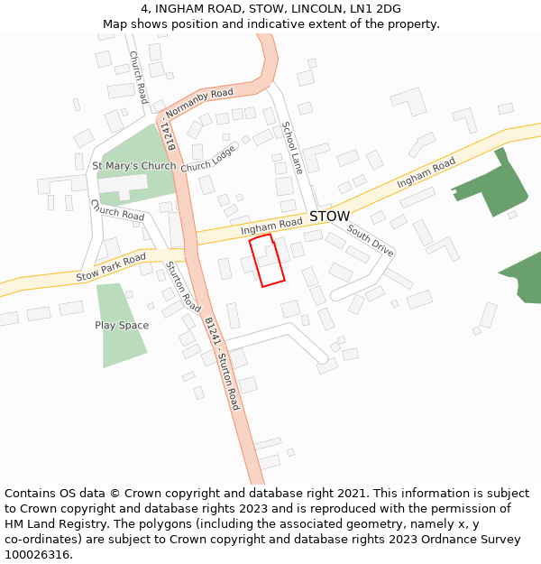 4, INGHAM ROAD, STOW, LINCOLN, LN1 2DG: Location map and indicative extent of plot