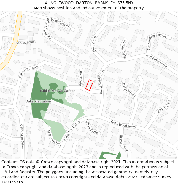 4, INGLEWOOD, DARTON, BARNSLEY, S75 5NY: Location map and indicative extent of plot