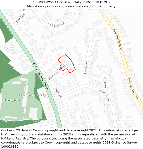 4, INGLEWOOD HOLLOW, STALYBRIDGE, SK15 2UX: Location map and indicative extent of plot