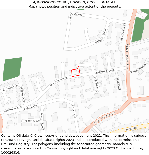 4, INGSWOOD COURT, HOWDEN, GOOLE, DN14 7LL: Location map and indicative extent of plot