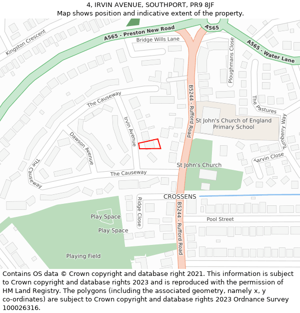 4, IRVIN AVENUE, SOUTHPORT, PR9 8JF: Location map and indicative extent of plot